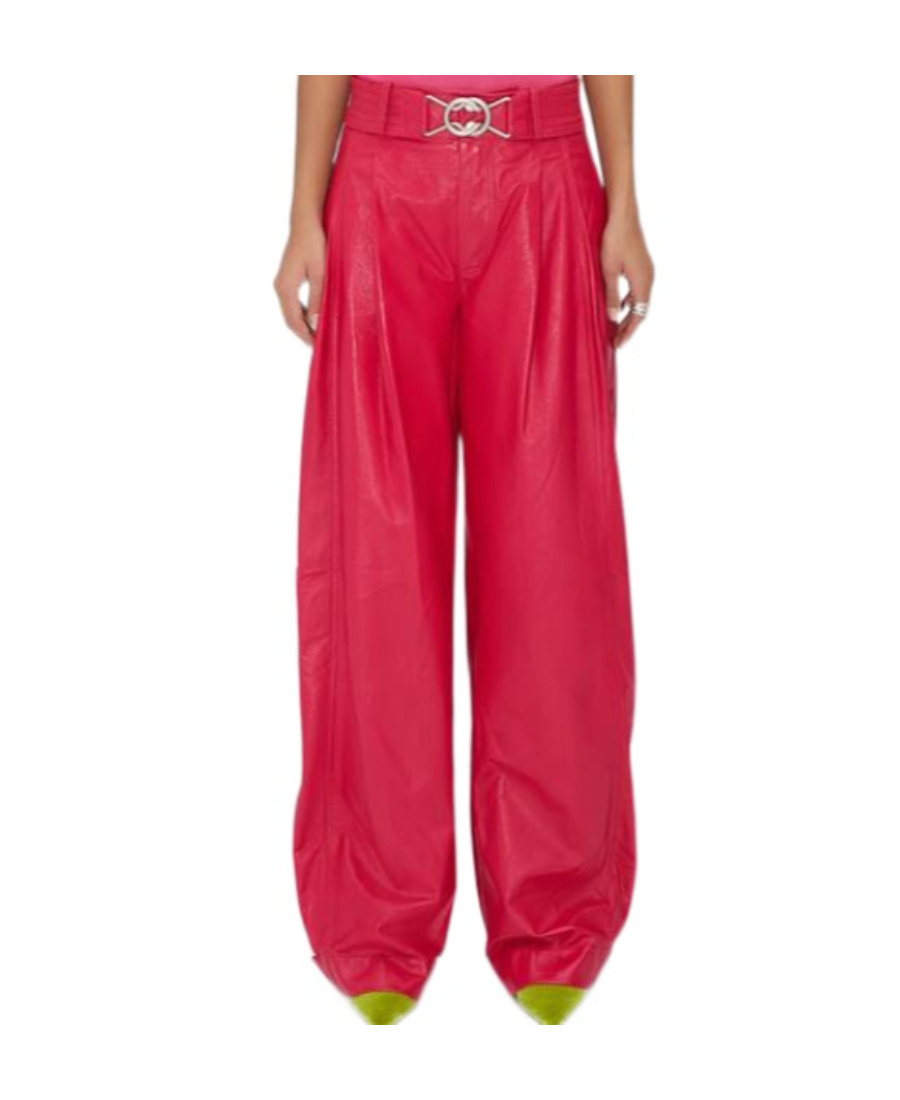 Bottega Veneta Logo Wide-legged Casual Pants In Red
