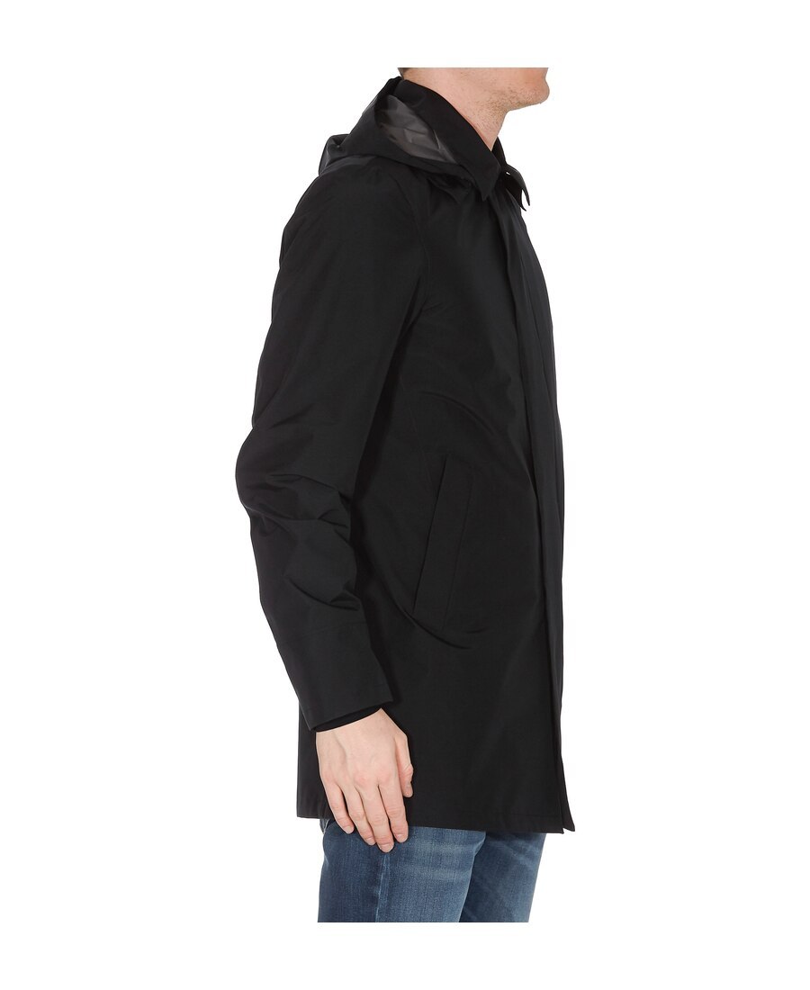 Herno Lightweight Hooded Raffia Jacket For Men In Black