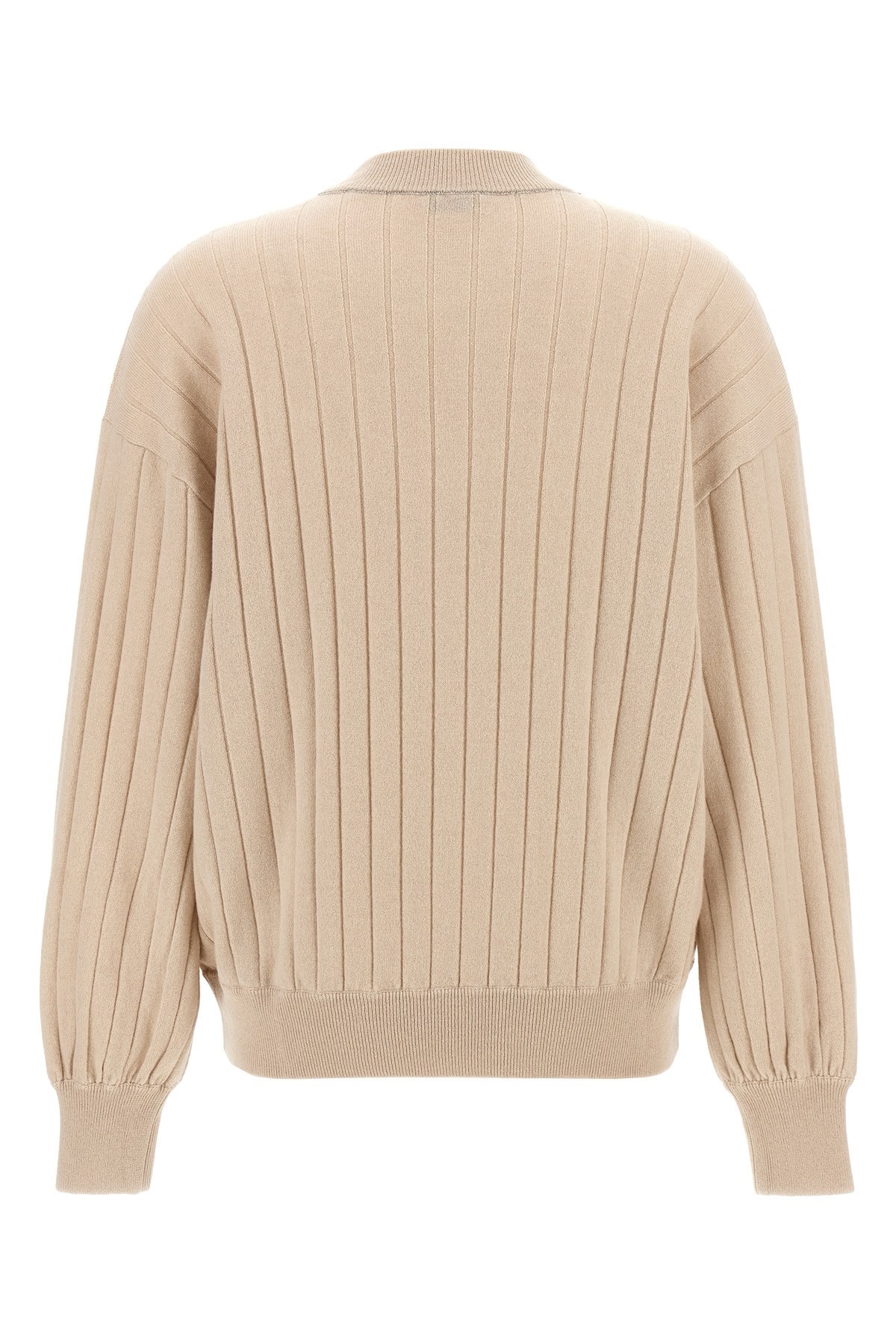 Brunello Cucinelli Beige Ribbed Sweater In Nude