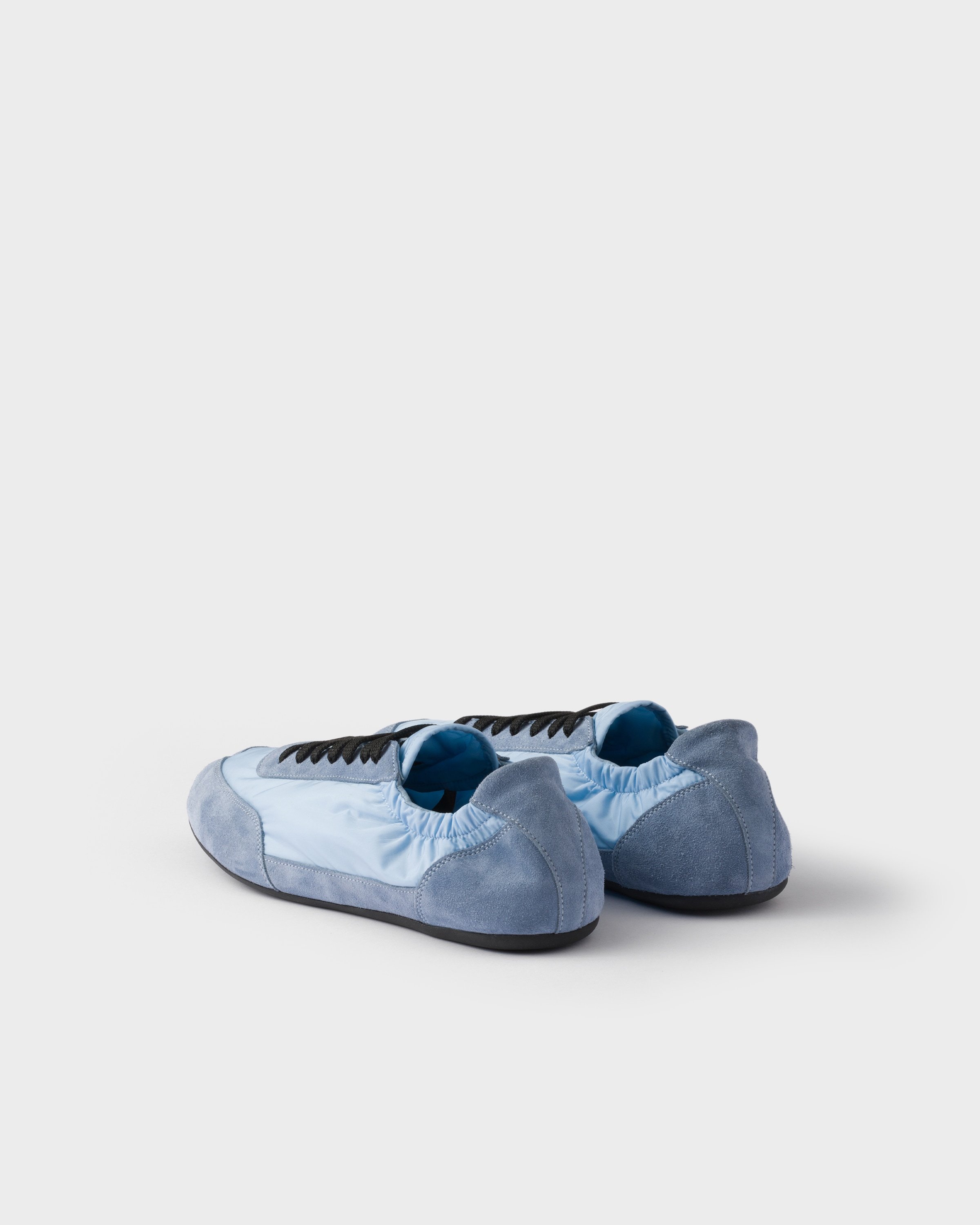Prada Collapse Re-nylon And Suede Elasticized Sneakers In Blue