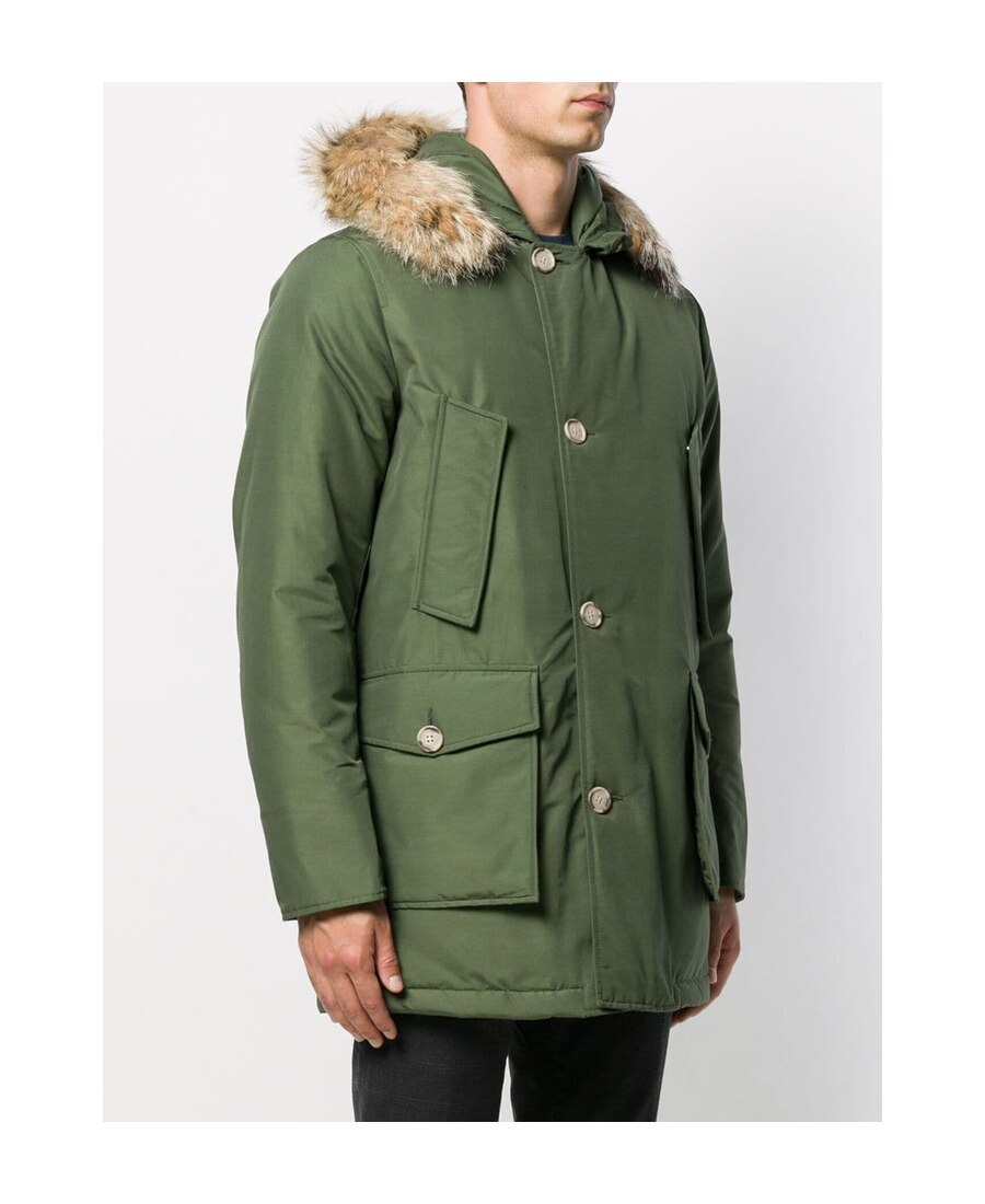 Woolrich Hooded Down Jacket In Green