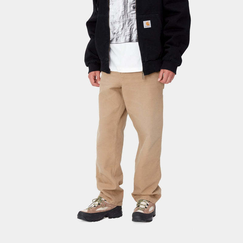 Carhartt Og Single Knee Printed Straight-leg Organic Cotton-canvas Trousers In Nude