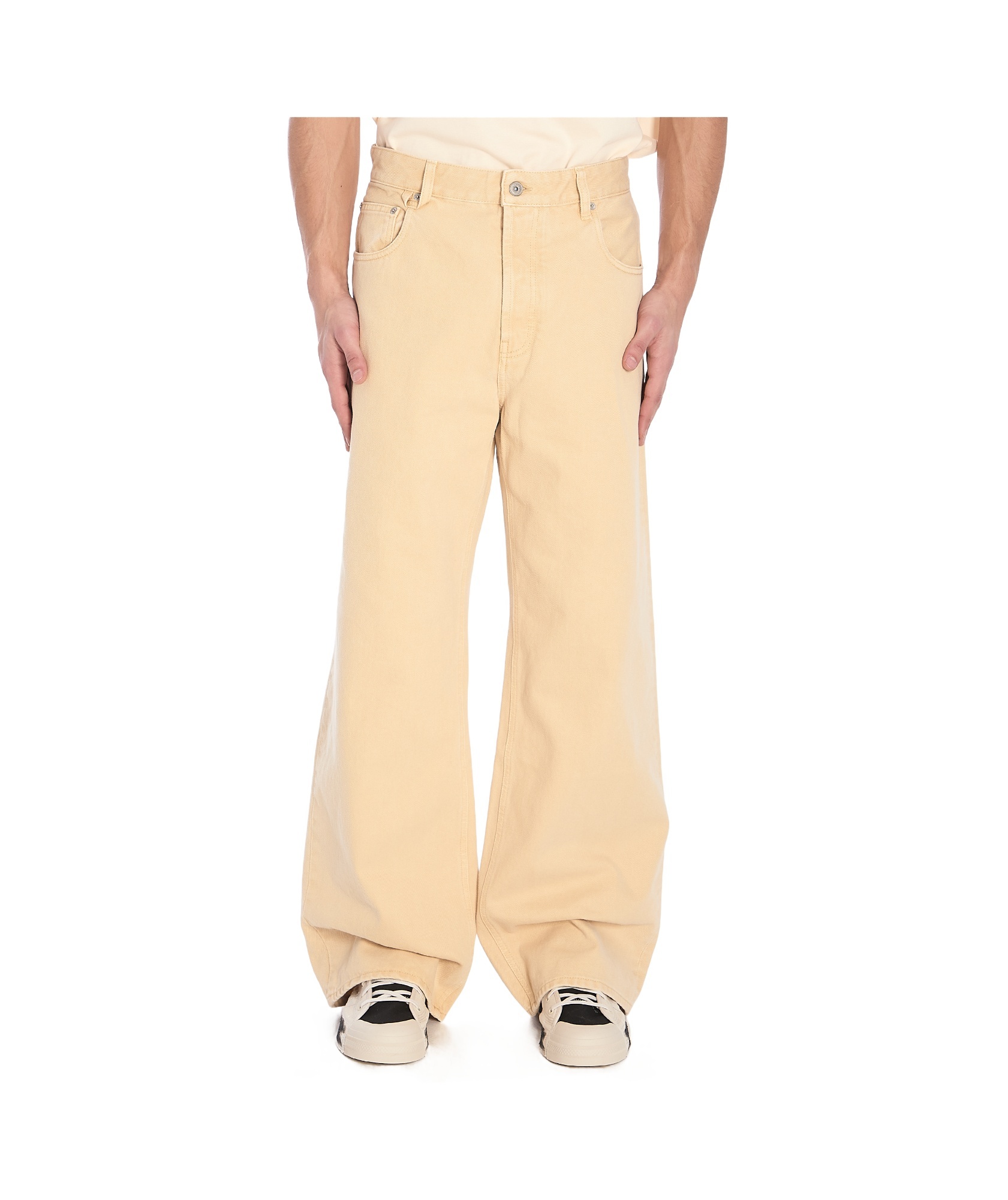 Jacquemus Denim Baggy Trousers Wide Legs In Yellow