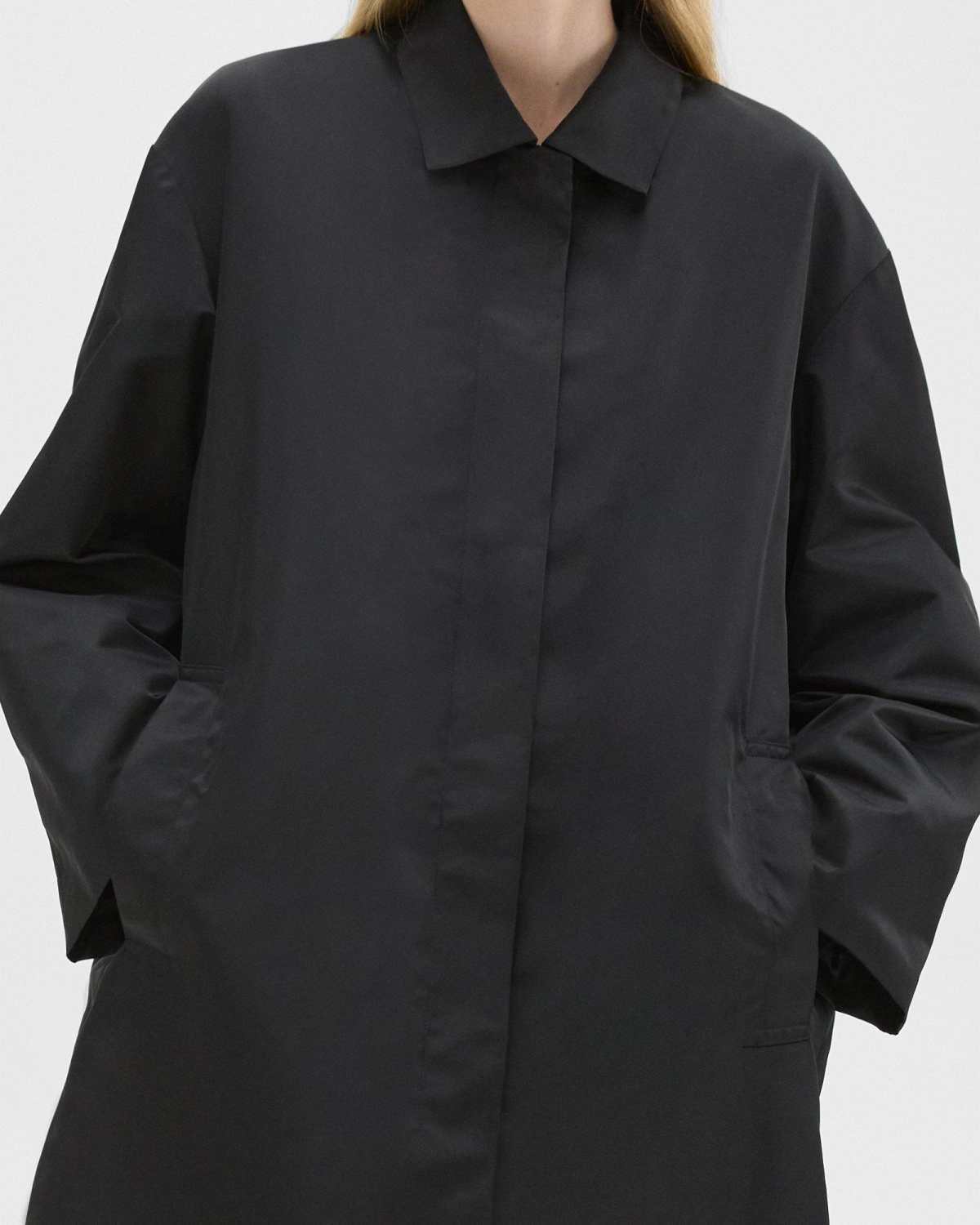 Theory Lapel Long-sleeved Coat In Black