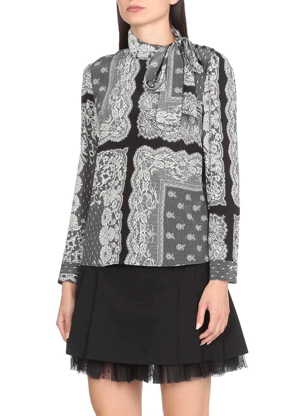 Red Valentino Bow Tie Shirt In Gray