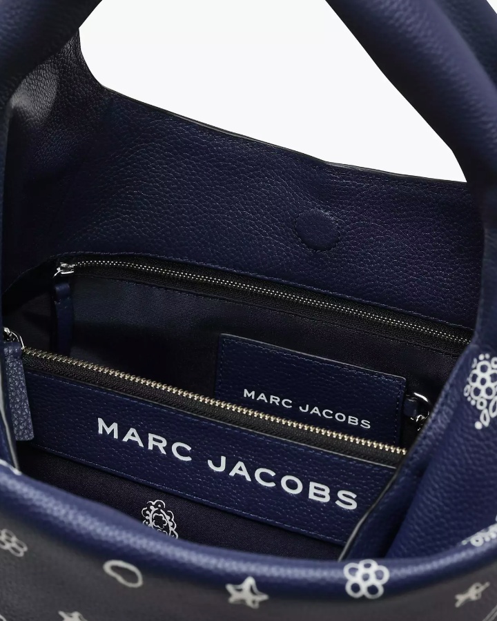 Marc Jacobs The Bandana Print Leather Sack Bag In Blue
