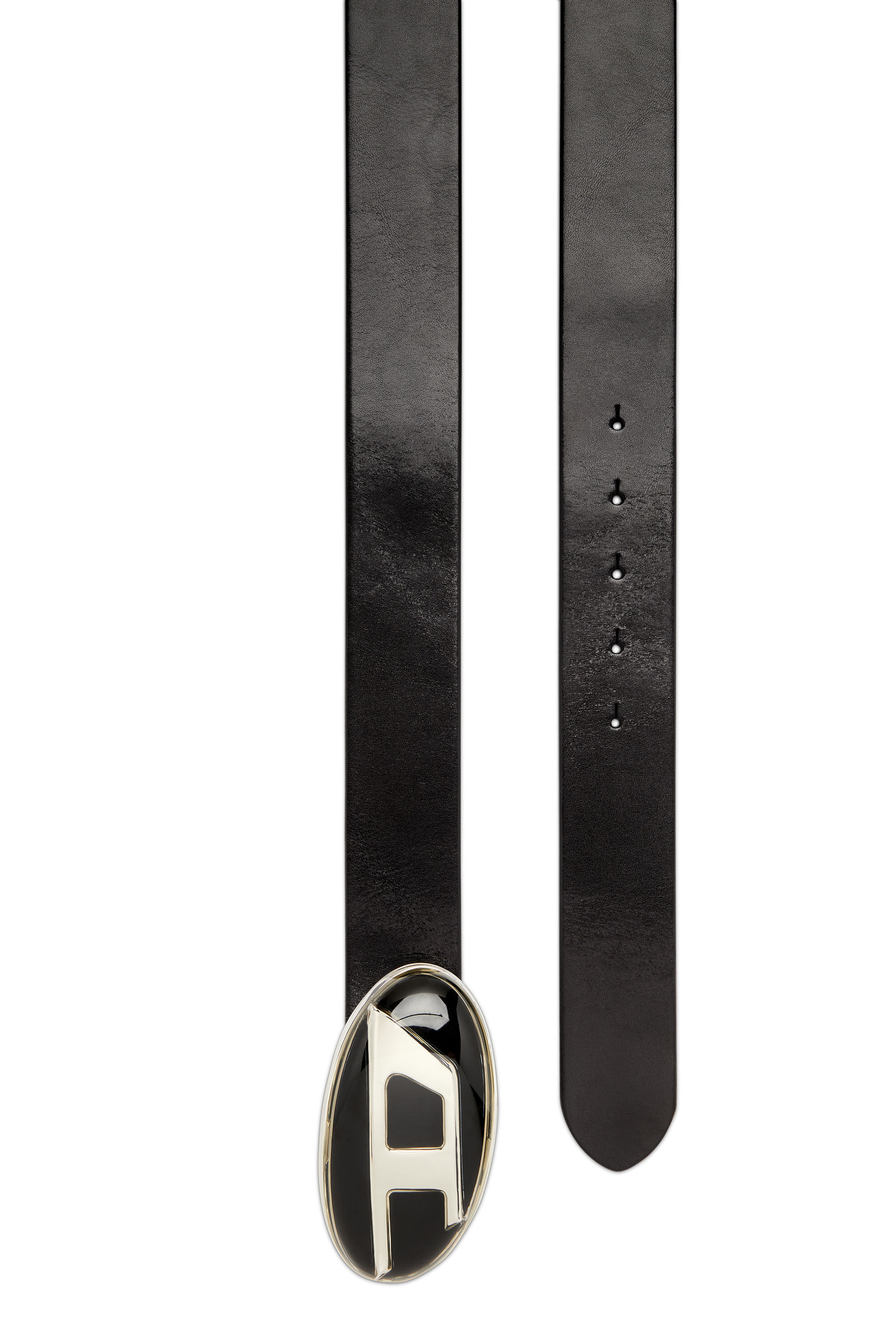 Diesel B-1dr-rr Leather Belt In Black