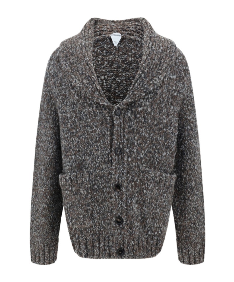 Bottega Veneta Wool Long-sleeved Cardigan In Gray