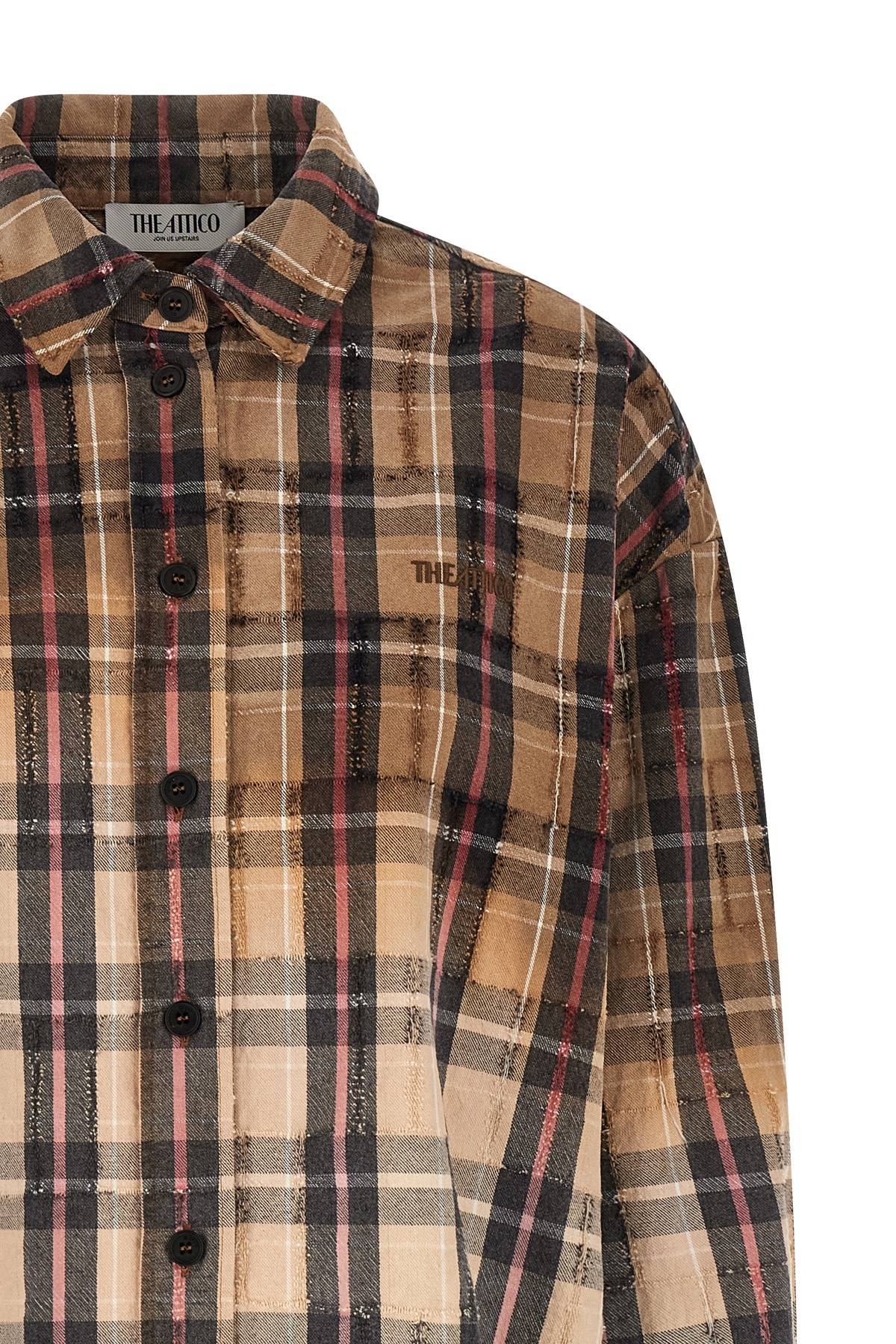 Attico Check Shirt Shirt And Blouse Multicolor In Brown