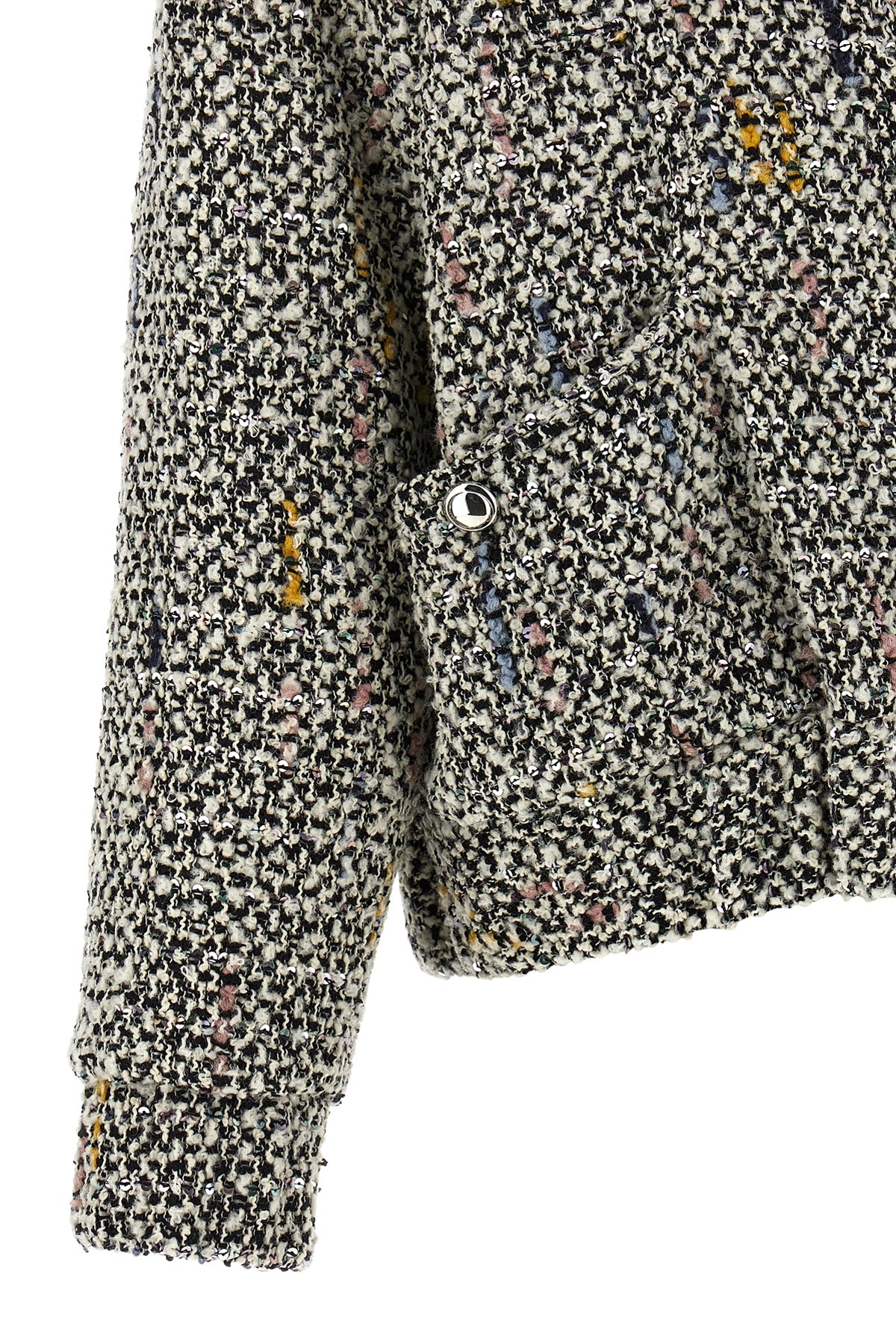 Alessandra Rich Multicolor Tweed Blazer In Black