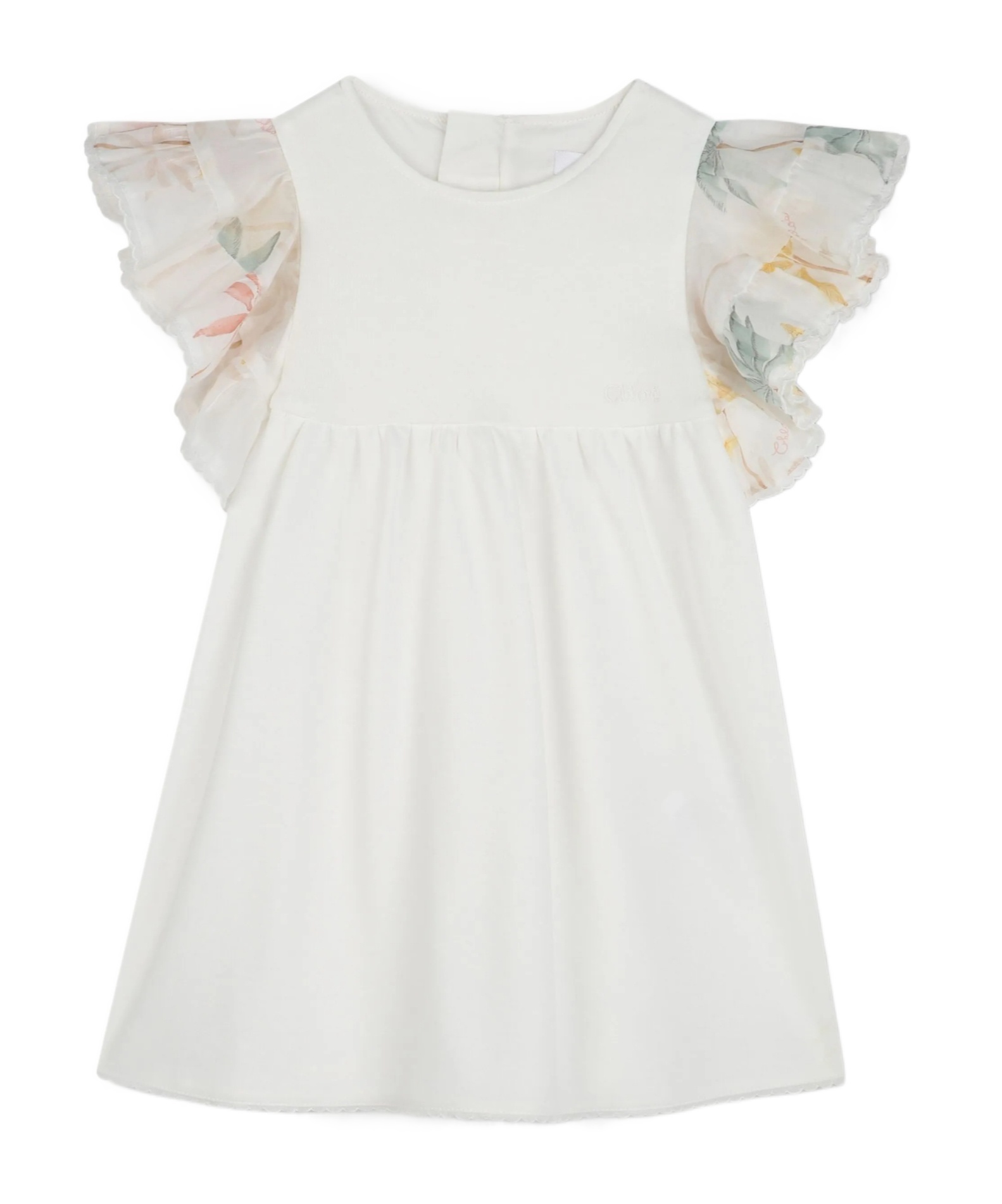 Chloé Organic Cotton Short Sleeve Dress In White