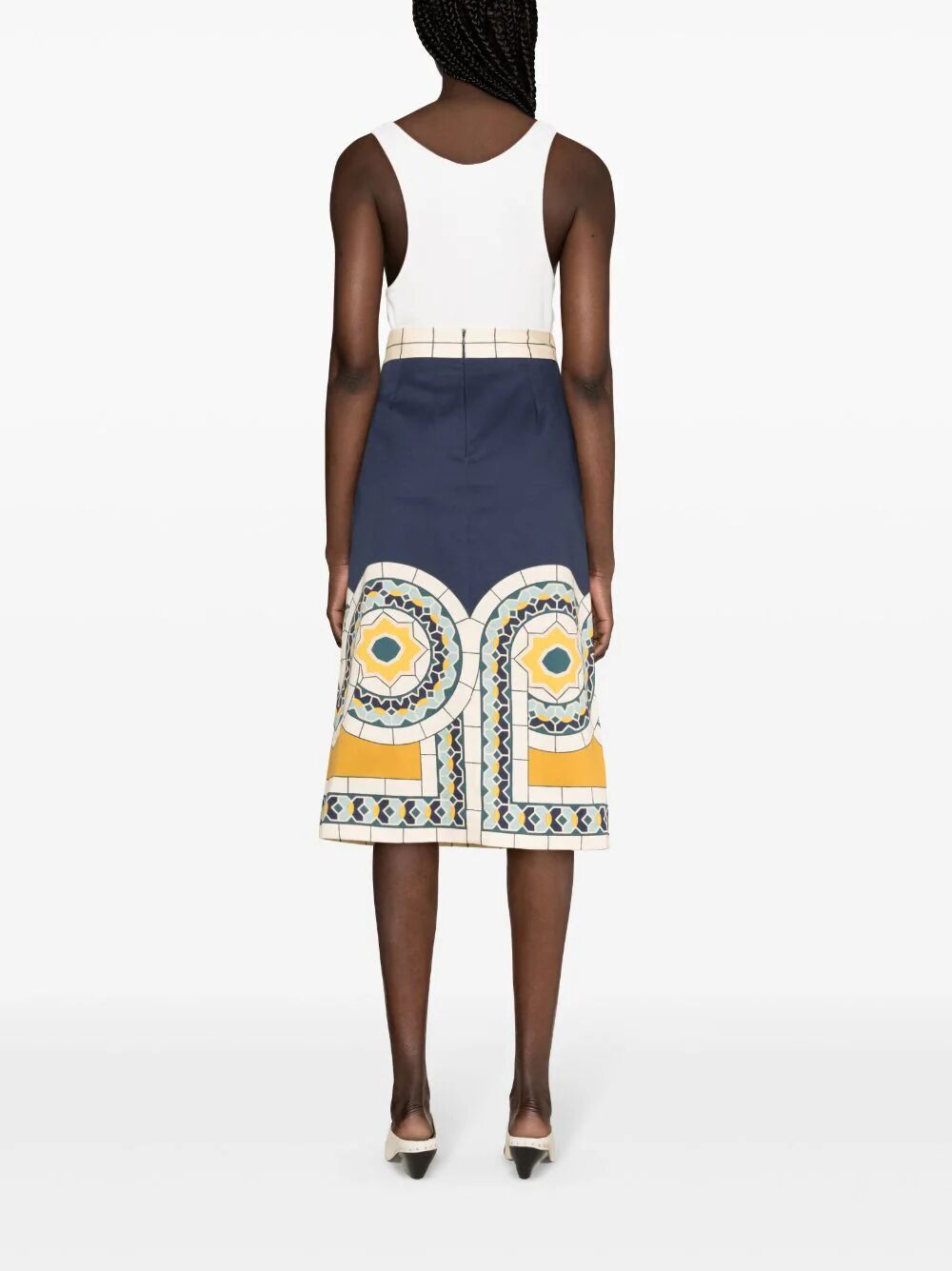La Doublej Geometric Pattern Medium-length Skirt In Multicolor