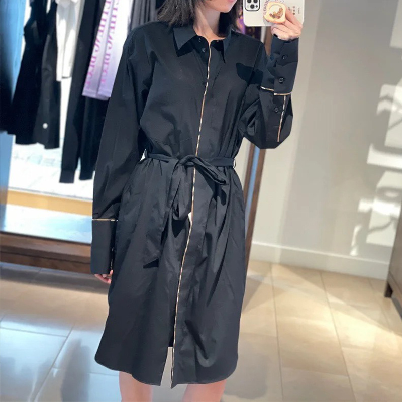Burberry Self-tie Belt Dress In Black