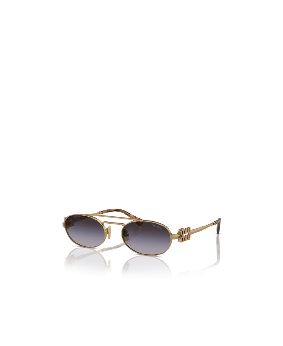 Miu Miu Womens Gold Mu 54zs Oval-frame Metal Sunglasses In Gray
