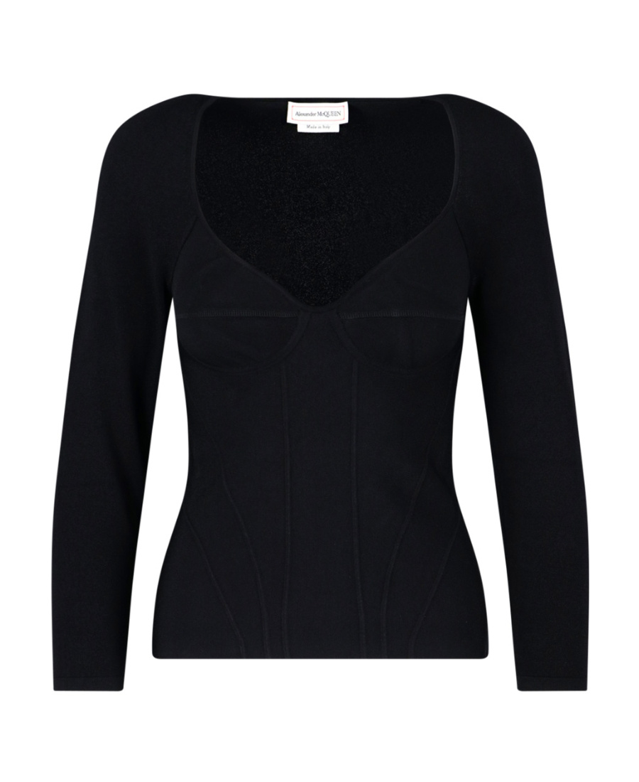 Alexander Mcqueen Inserted-bra Detail Top In Black