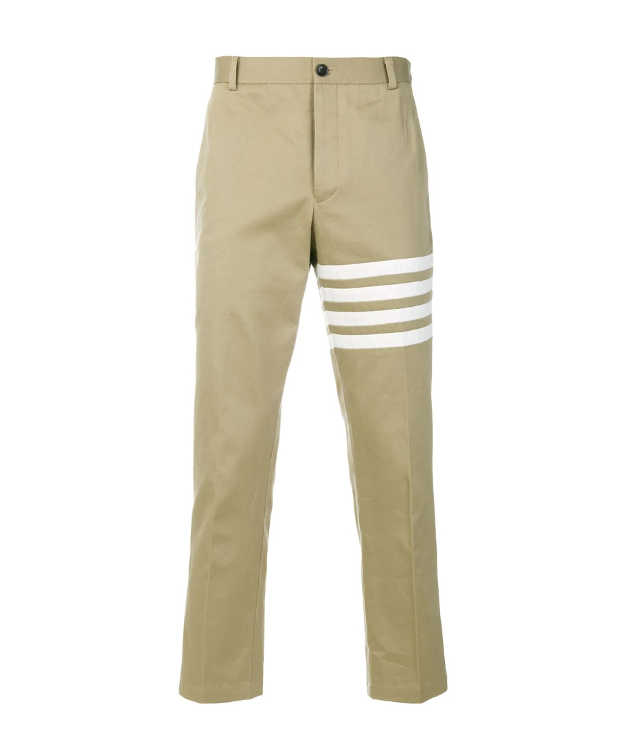Thom Browne Seamed 4-bar Stripe Unconstructed Chino Trouser In Cotton Twill In Nude
