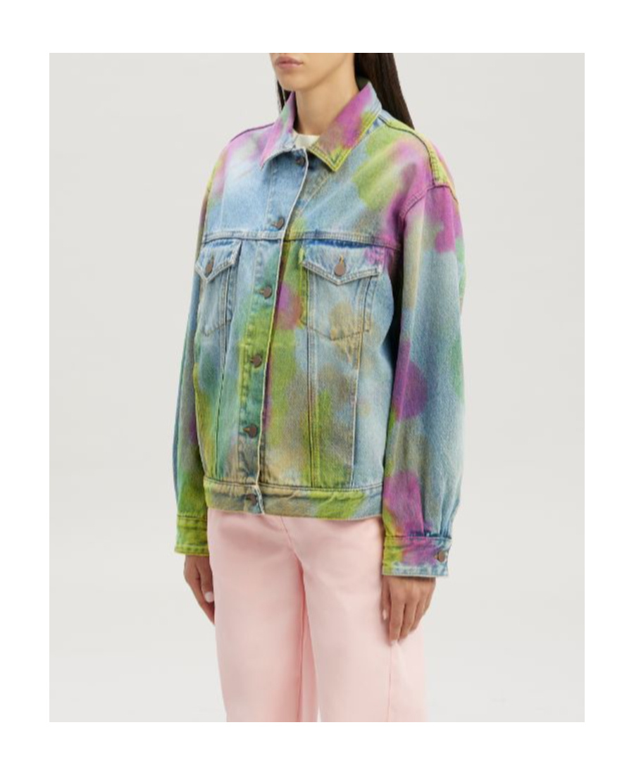 Palm Angels Tie-dye Denim Jacket In Multicolor