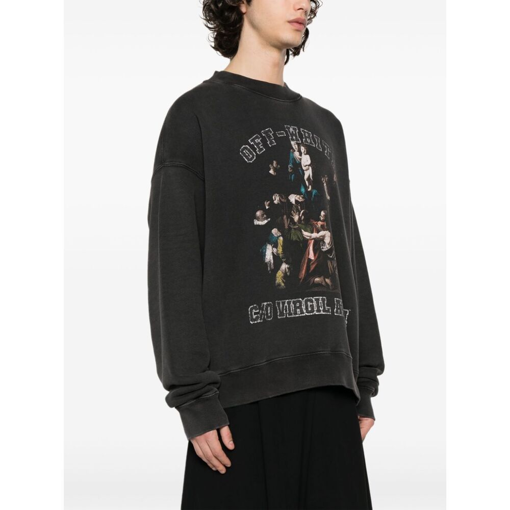 Off-white Caravaggio Mary Skate Logo Hoodie In Green