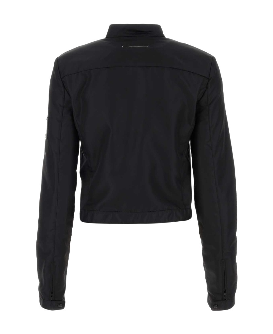Mm6 Maison Margiela Logo-patch Cropped Jacket In Black