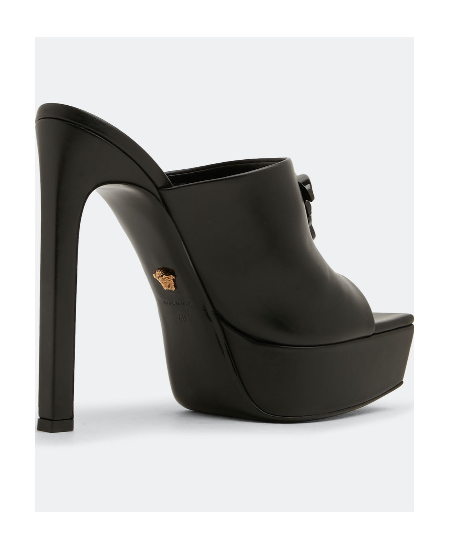 Versace 140mm Medusa Leather Platform Mules In Black