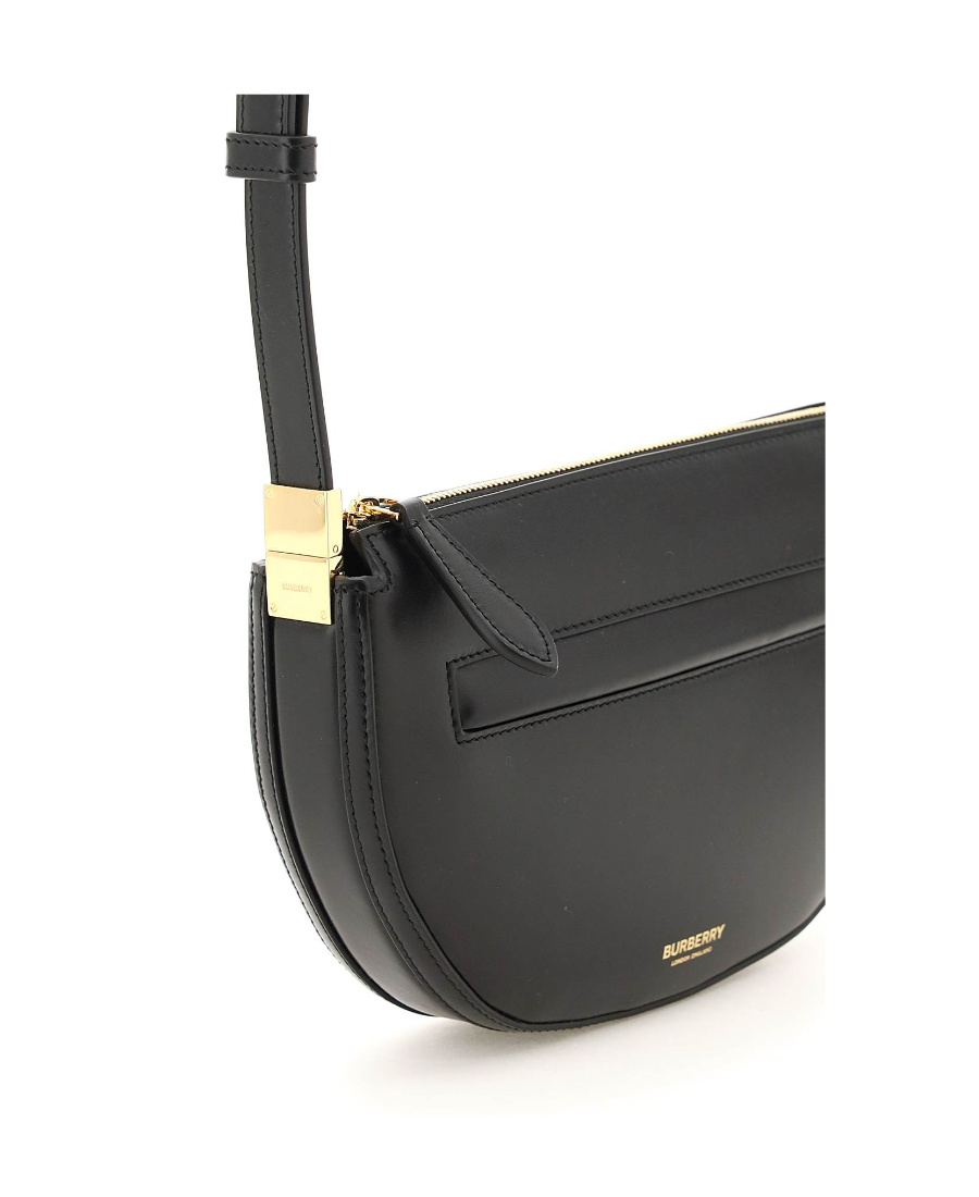 Burberry Medium Leather Olympia Shoulder Bag In Black