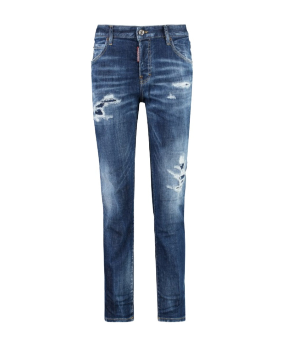 Dsquared2 Mid-rise Distressed Skinny Jeans In Blue