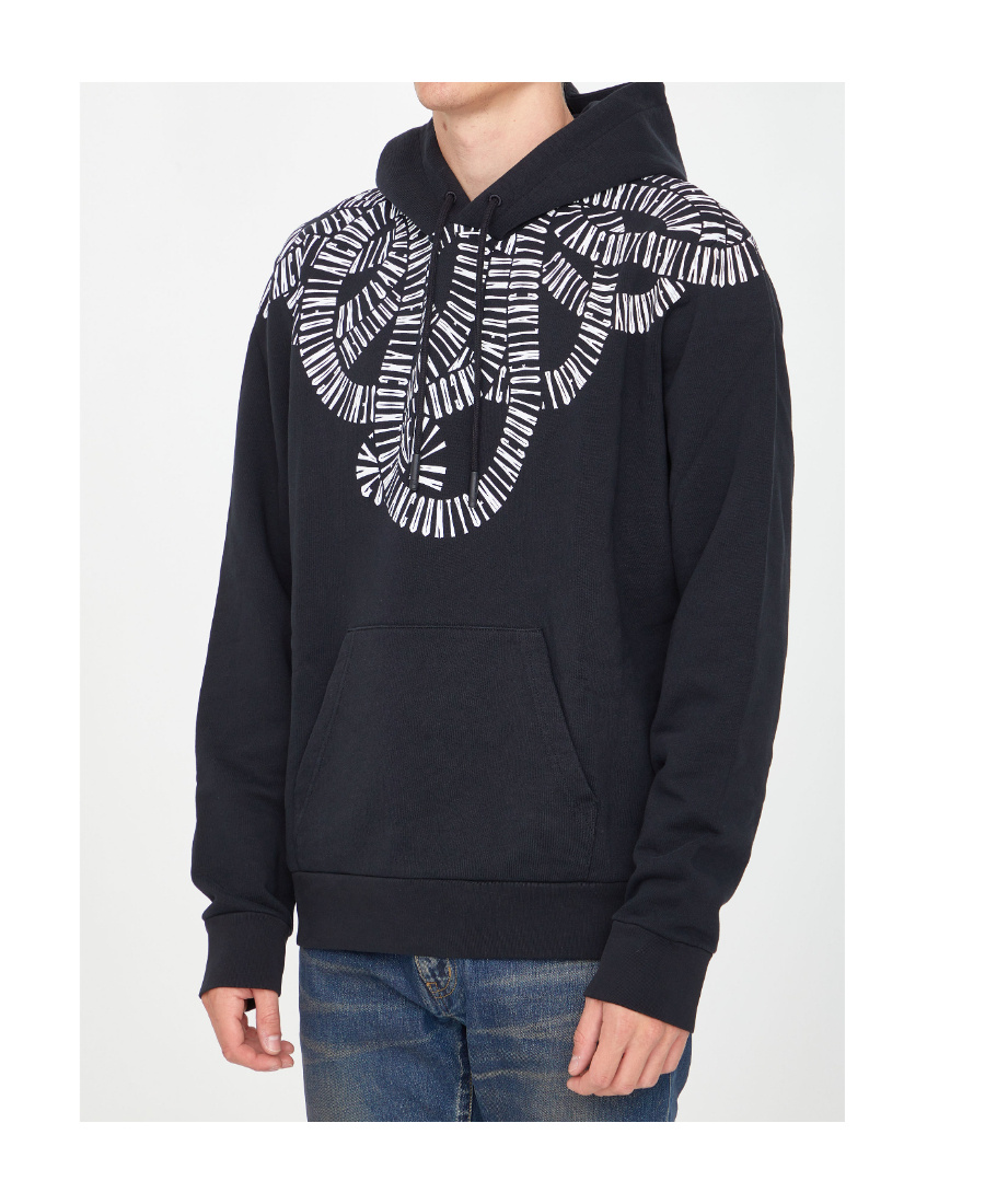 Marcelo Burlon County Of Milan Snake Wings Cotton Hoodie In Black