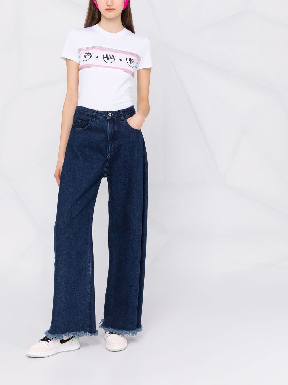 Chiara Ferragni Maxi Logomania Cotton T-shirt In White