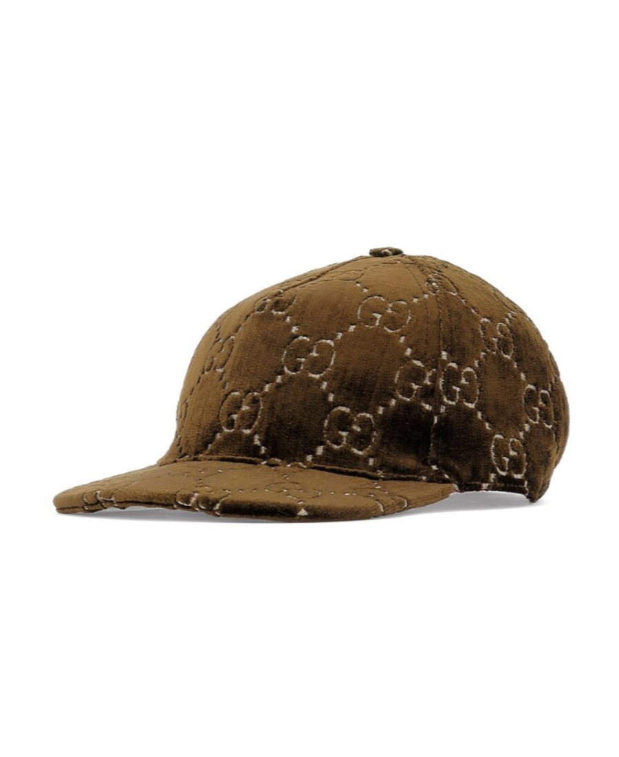 Gucci Gg Velvet Baseball Hat In Brown