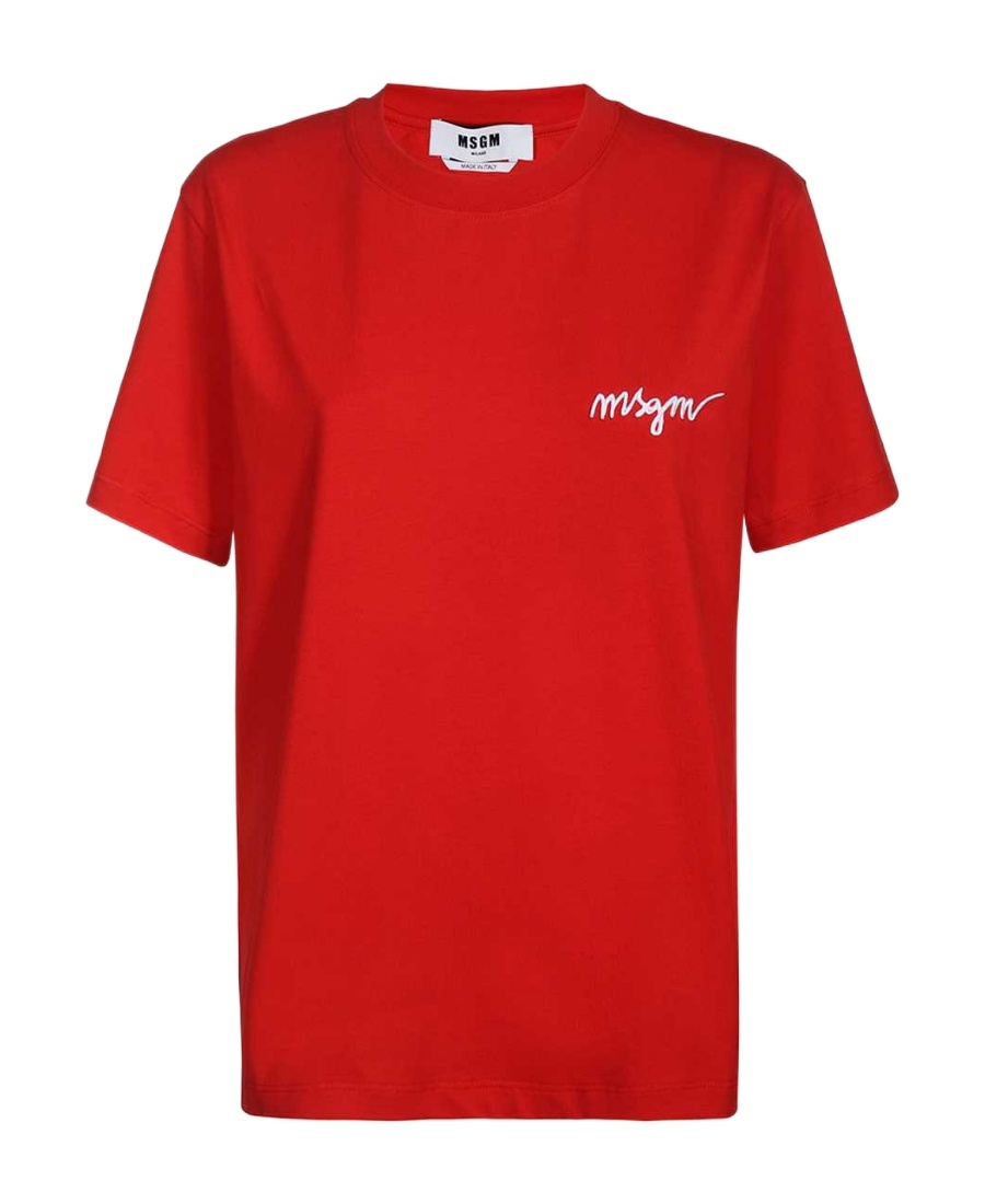 Msgm Logo Short-sleeved T-shirt In Red