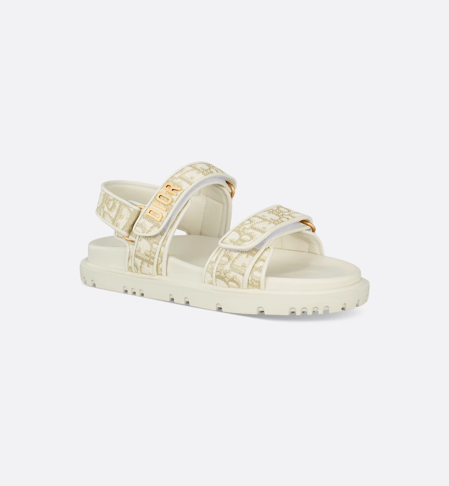 Dior Flat Open Toe Sandals With Textured Sole In White