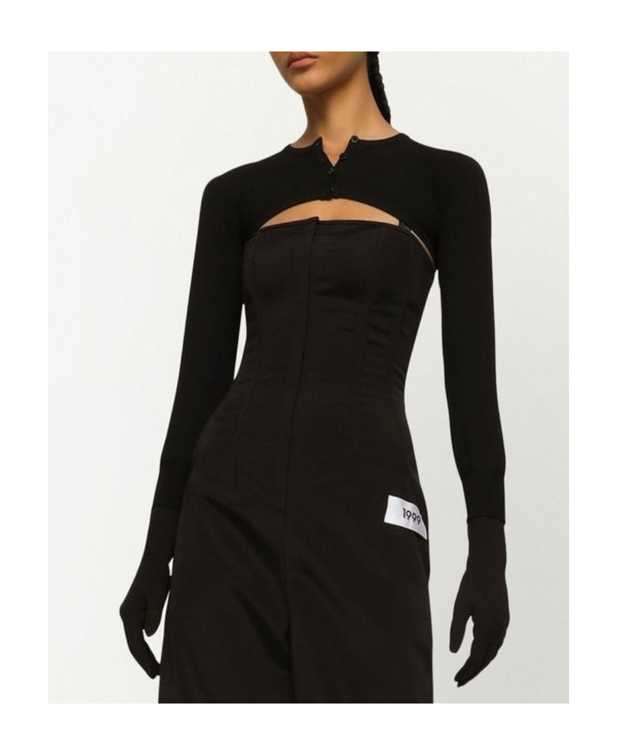 Dolce & Gabbana Black Black Cropped Cardigan In Black
