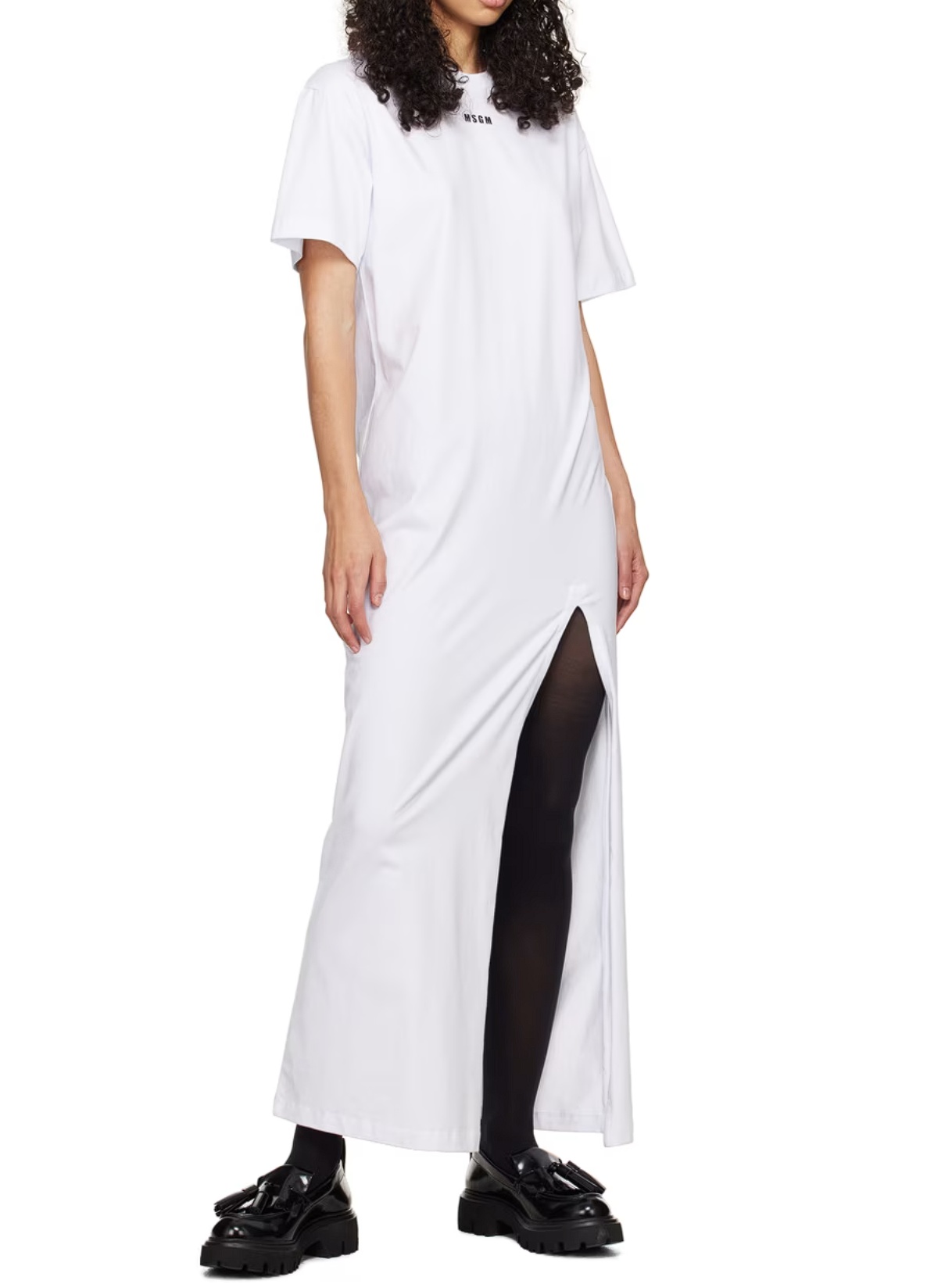 Msgm White Micro Maxi Dress In White
