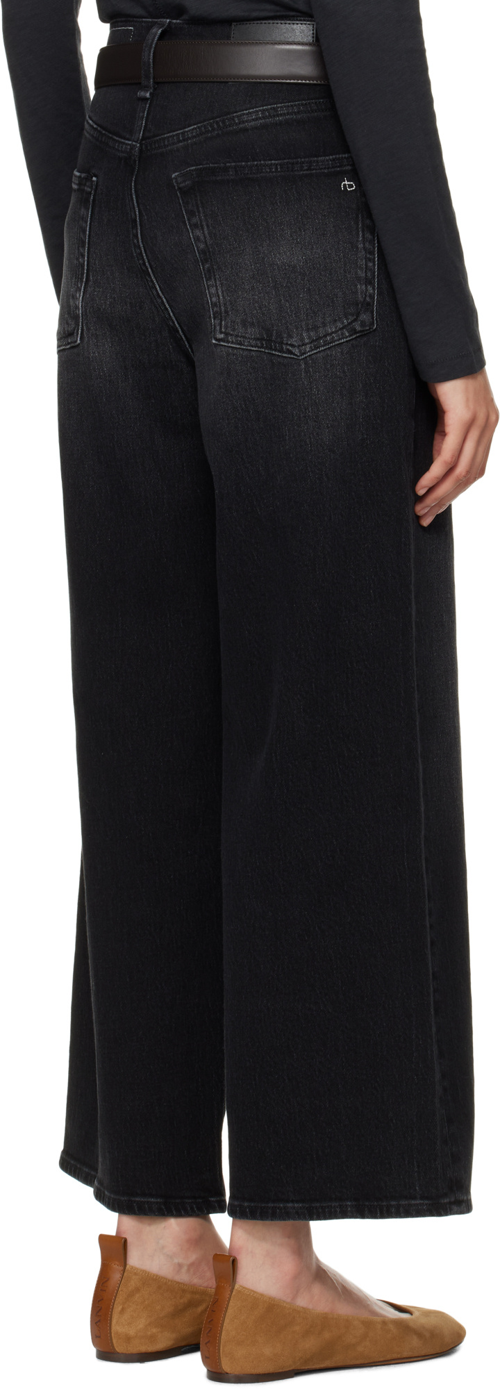 Shop Rag & Bone Wide Leg Jeans In Black