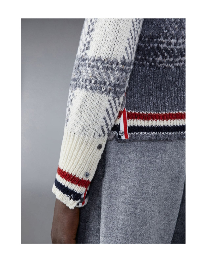 THOM BROWNE CHECK-PATTERN WOOL-BLEND JUMPER 