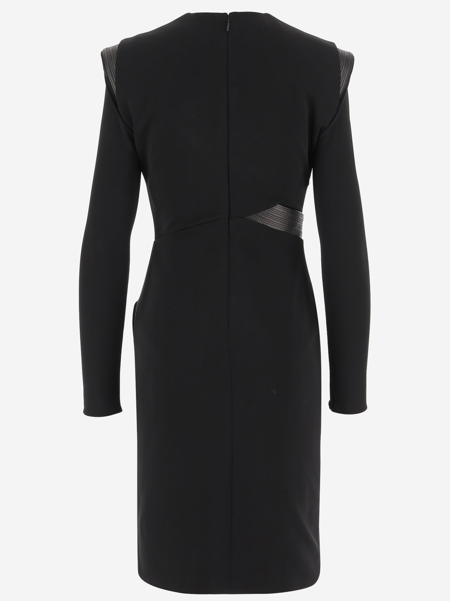 Versace Ruched Deep V-neck Mini Dress In Black