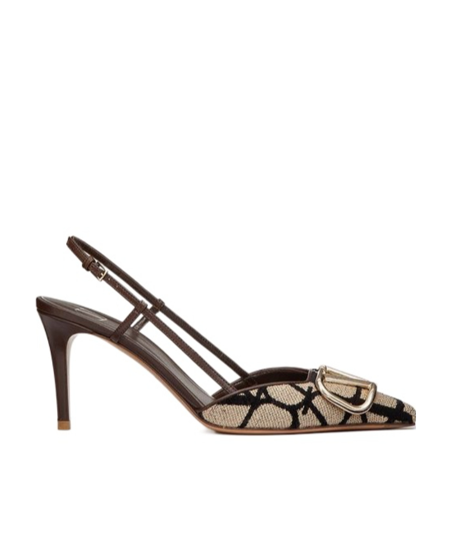 Valentino Vlogo Toile Iconographe Slingback Pumps In Multicolor