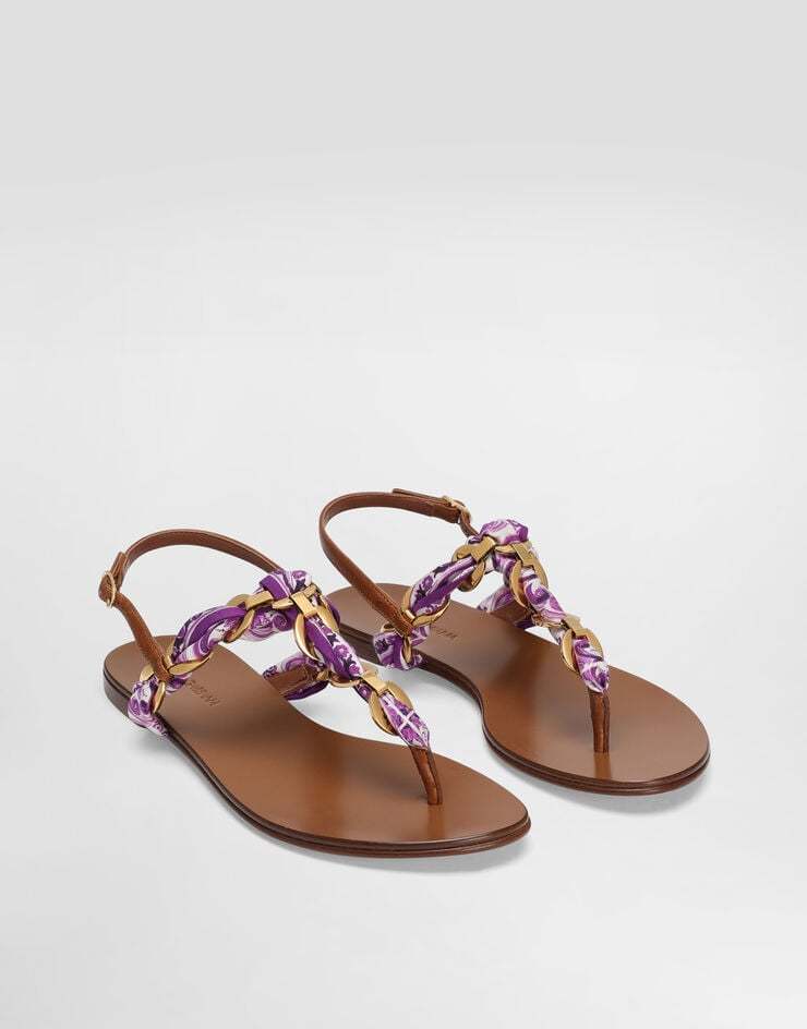 Dolce & Gabbana Dolce Gabbana Majolica Printed Twill Flip-flops