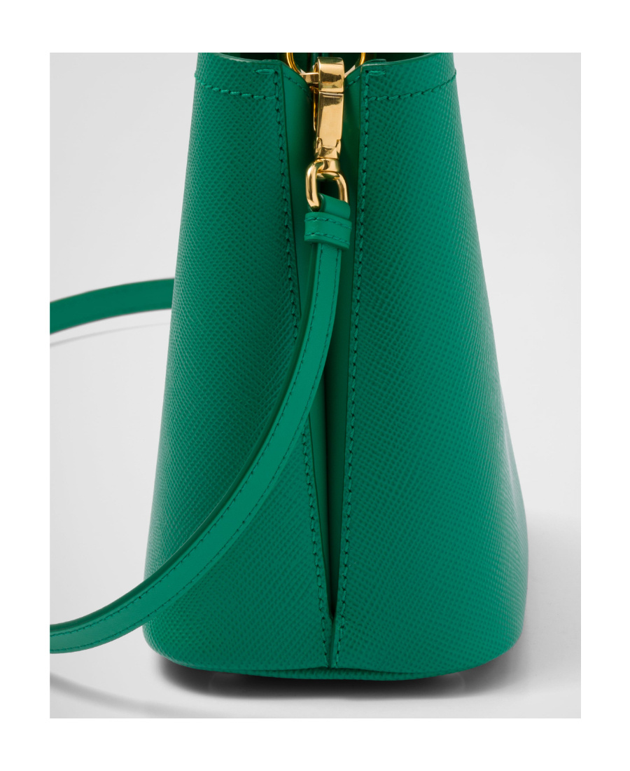 Prada Small Leather Panier Bag In Green