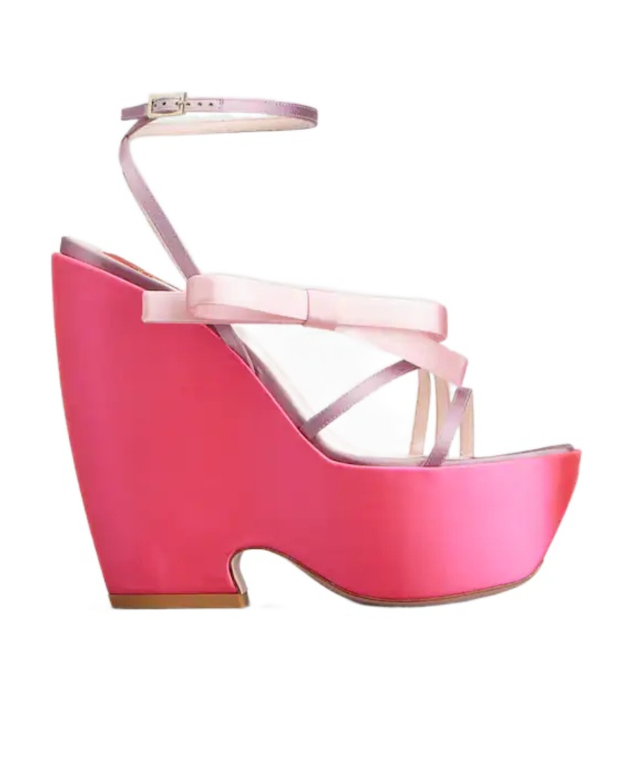 Roger Vivier Bow Detailed Wedge Sandals In Red