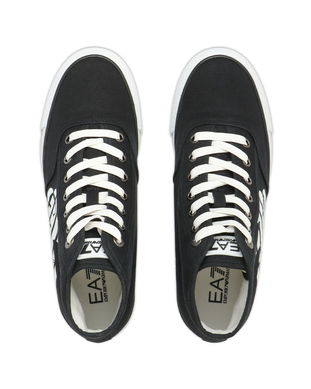 Ea7 Logo High-top Casual Sneakers In Black