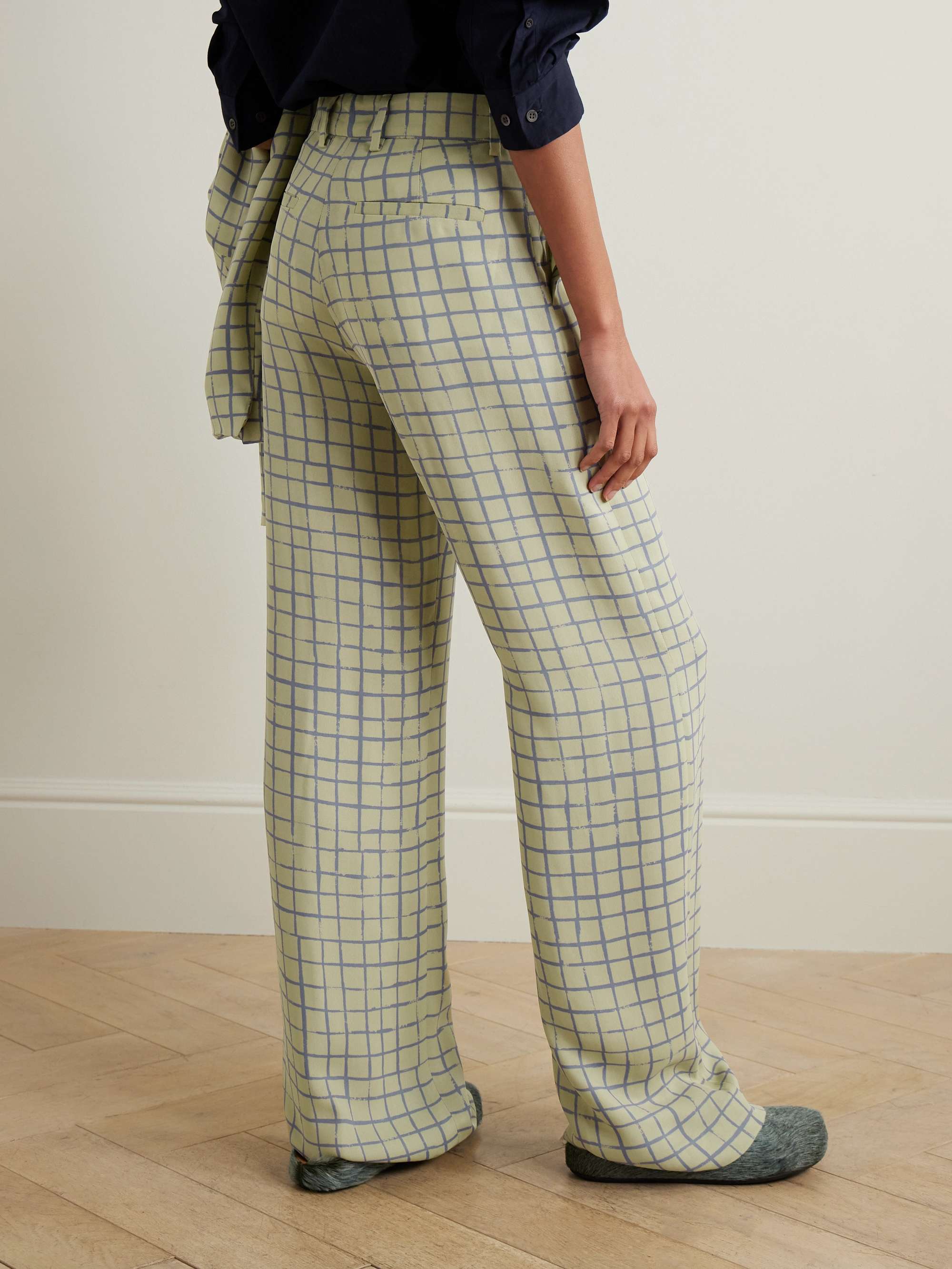 Dries Van Noten Check Casual Pants In Green