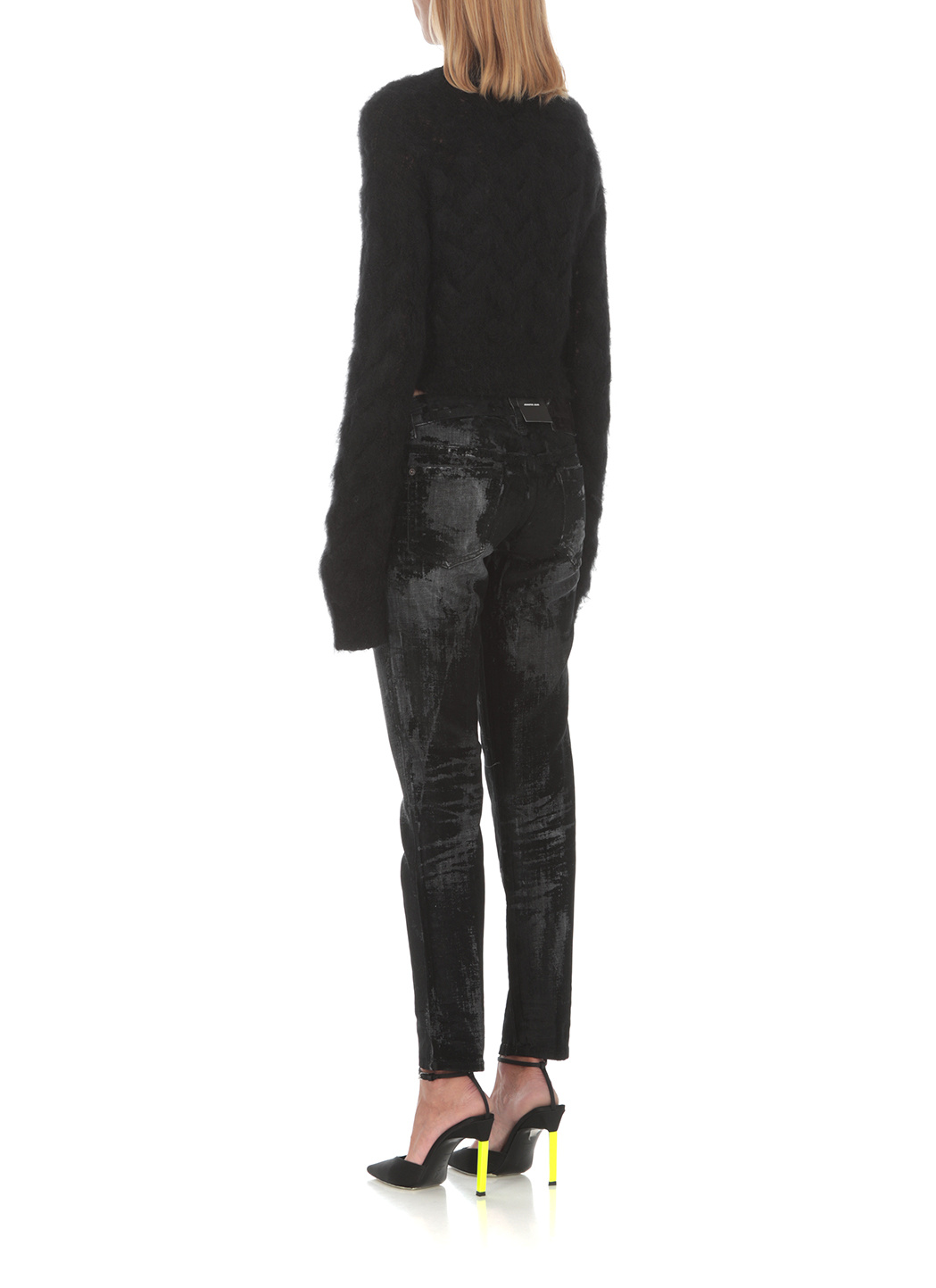 Dsquared2 Cropped Knit Pullover Long Sleeves In Black