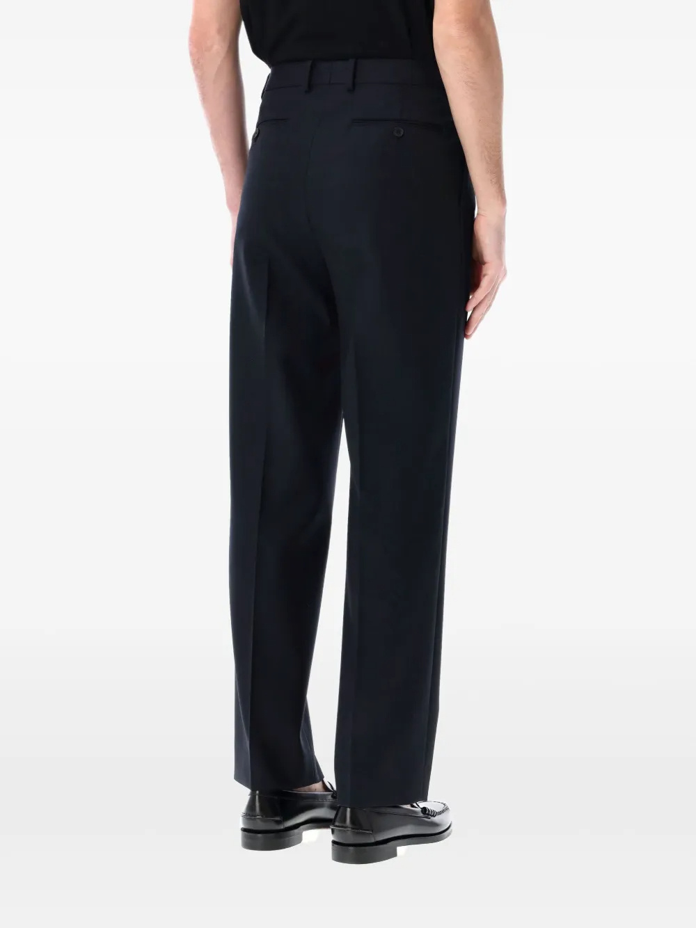 Auralee Pleated Tailored Trousers In Navy Blue