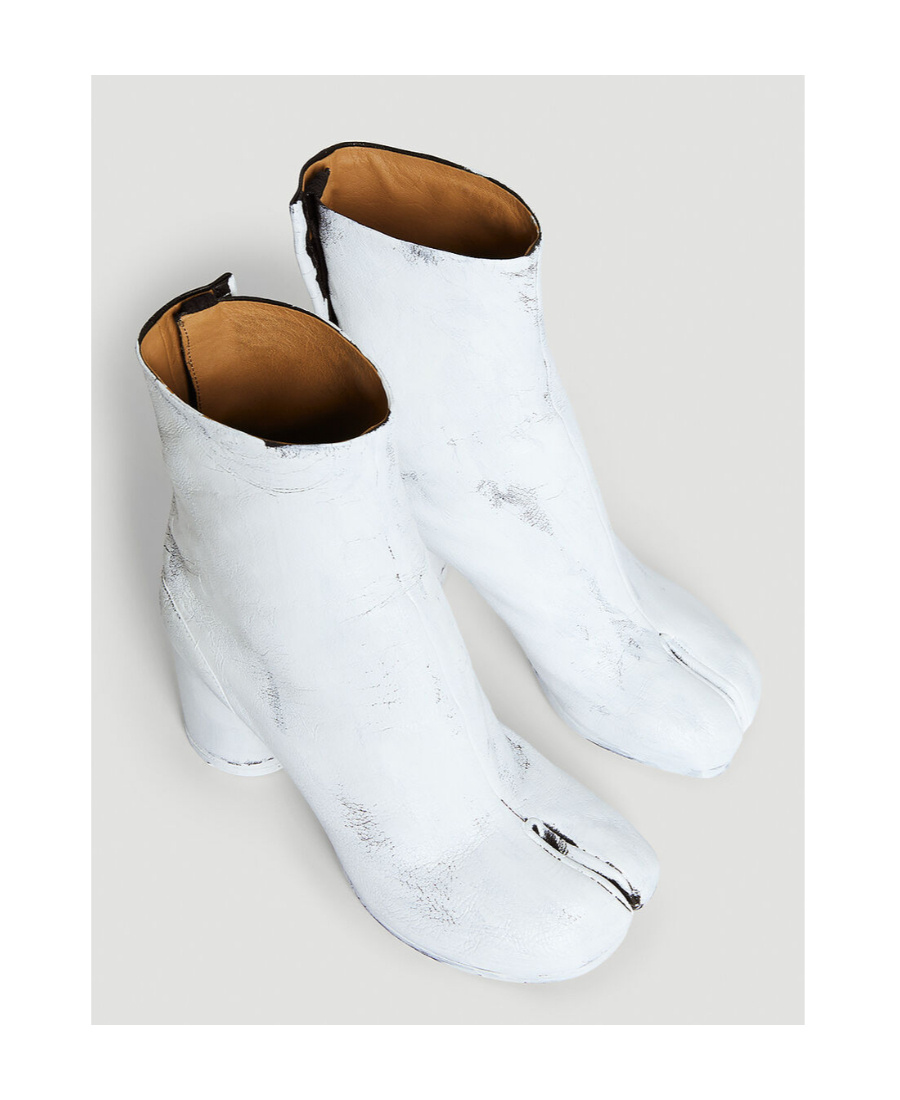 Maison Margiela Women Tabi Painted Boots In White