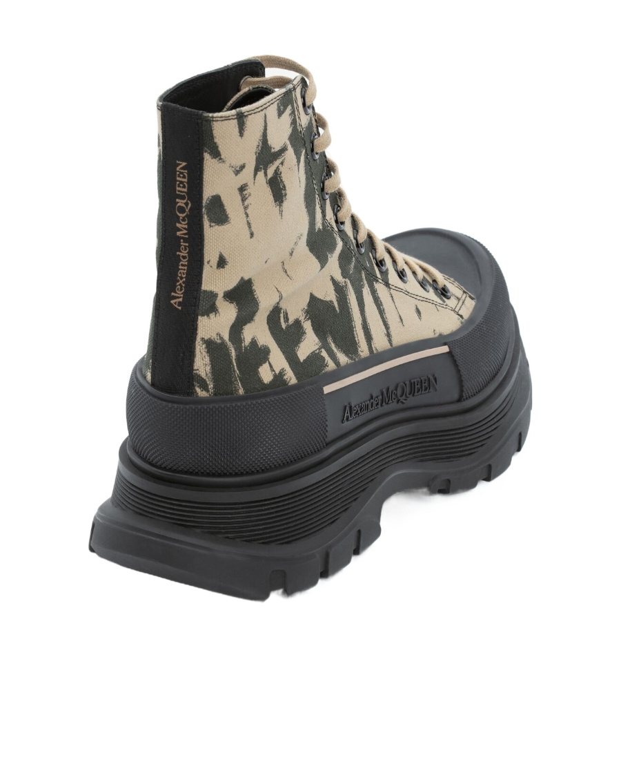 Alexander Mcqueen Men's Tread Slick Graffiti High-top Sneakers In Black
