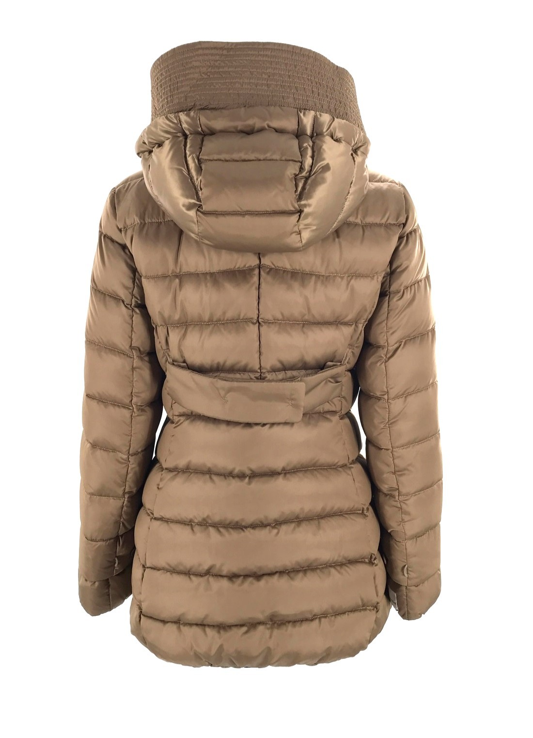 Max Mara Long-sleeved Hooded Down Jacket In Brown