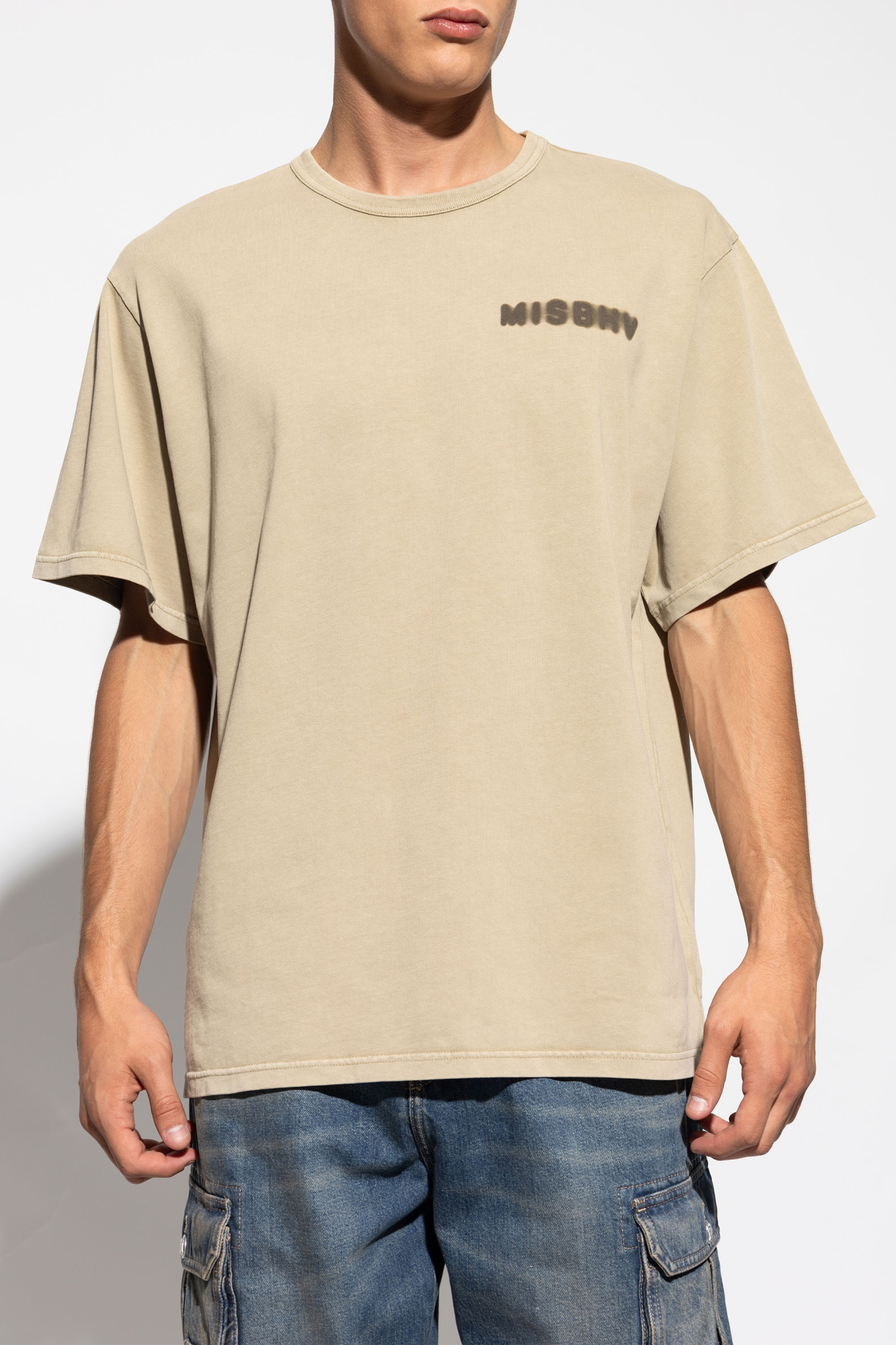 Misbhv Logo-print Cotton T-shirt In Nude
