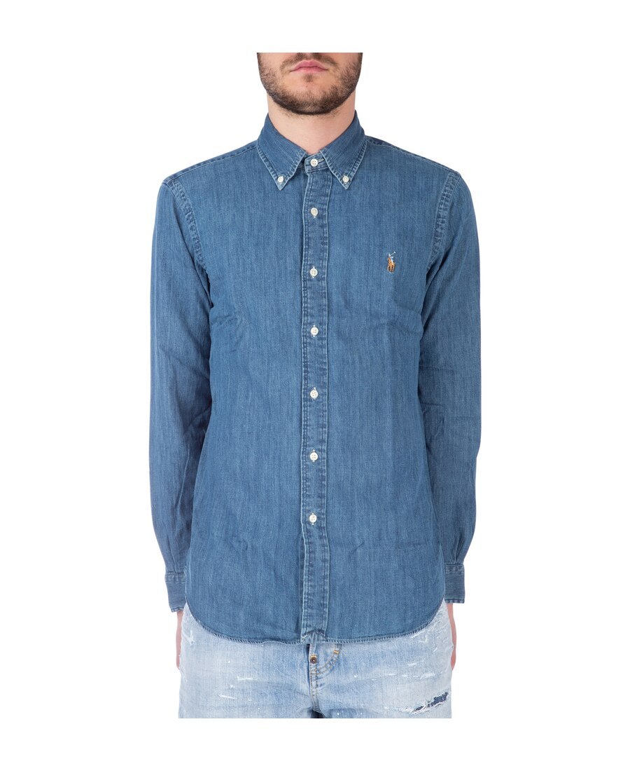 Polo Ralph Lauren Denim Sport Shirt In Blue