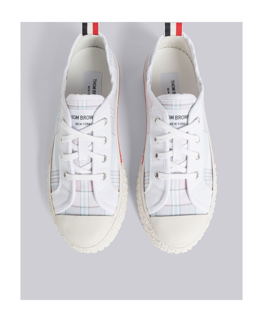 Thom Browne Collegiate Madras-print Low-top Sneakers In White